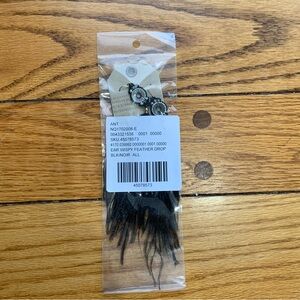 Anthropologie Drop Pierced Black Feather Earrings With Enamel Gemstone Charm NWT